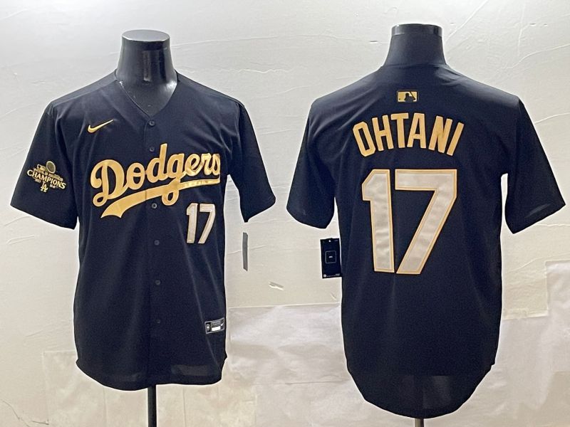Men Los Angeles Dodgers #17 Ohtani Black Gold Nike 2025 MLB Jersey style 4246
